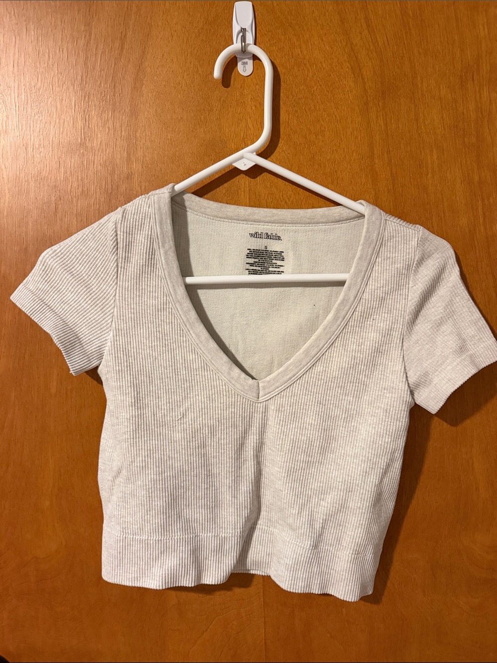 wild fable White Ribbed V-Neck Crop Top